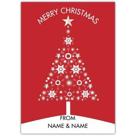 Christmas tree red greeting card personalised a5pzw2018010680