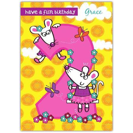 Mice Happy 2nd Birthday Card