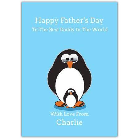 Penguin Dad And Child Father's Day Greeting Card