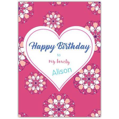Happy Birthday Big Heart With Pink Background Card