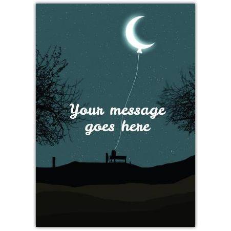 Moon On String With Bench Silhouette Card