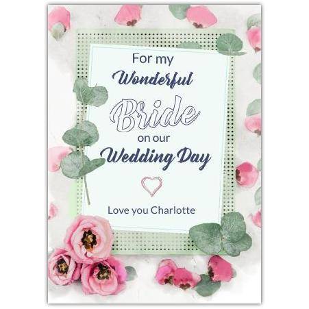 Wedding Day Bride Pastel Roses Greeting Card