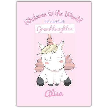 Baby Welcome Pink Unicorn Greeting Card