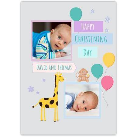 Christening Day Giraffe Balloon Greeting Card