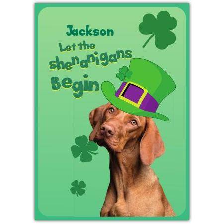 St. Patricks Day Dog Green Hat Greeting Card