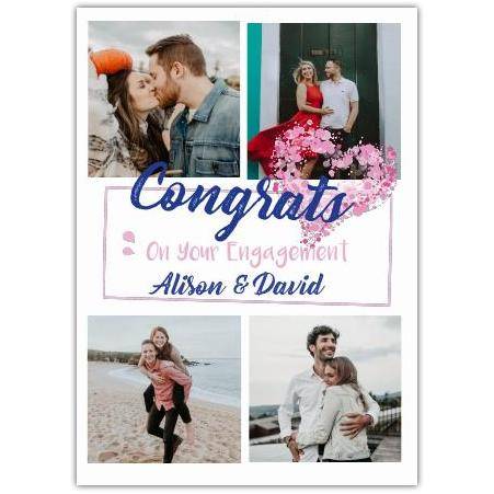 Engagement Congrats Photo Heart Greeting Card