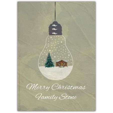 Merry Christmas Snowglobe Bulb Greeting Card