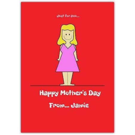 Mothers Day Drawing Red Greeting Card