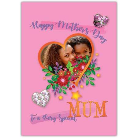 Mothers Day Flower Photo Upload Greeting Card