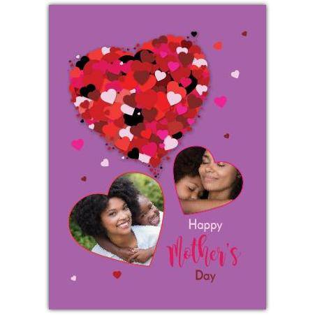 Mothers Day Hearts Photo Upload Greeting Card
