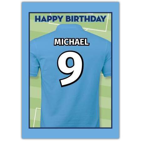Light Blue Happy Birthday Football Goal Card