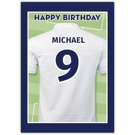 Blue/White Happy Birthday Football Goal Card