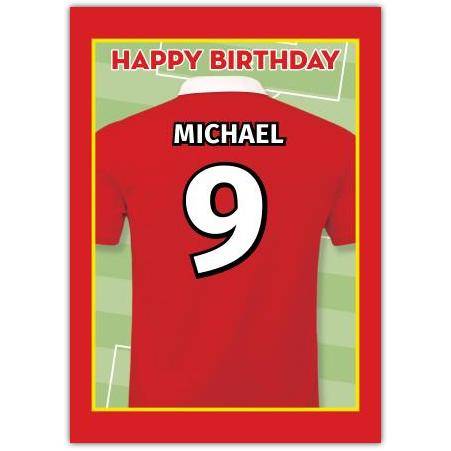 Red/White Happy Birthday Football Goal Card