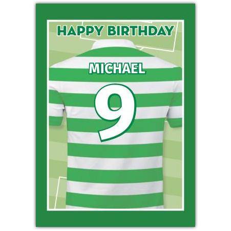 Green/White Happy Birthday Football Goal Card