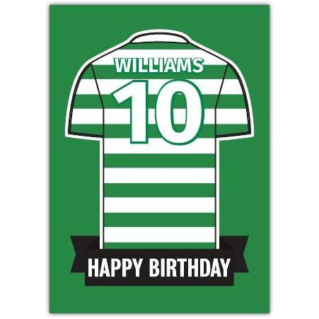 Green/White Happy Birthday Football Jersey Card