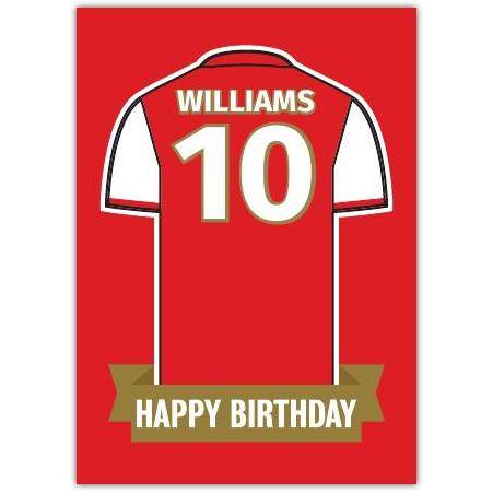 White/Red Happy Birthday Football Jersey Card