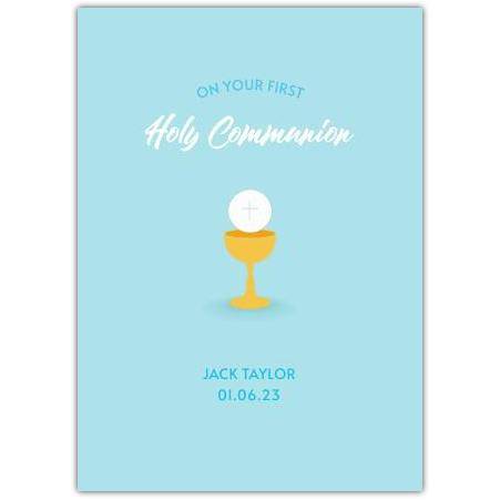 On Your First Holy Communion Chalice Blue Card
