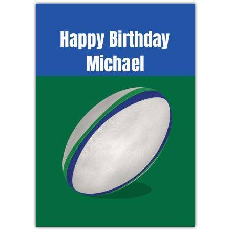 Happy Birthday Rugby Ball Greeting Card