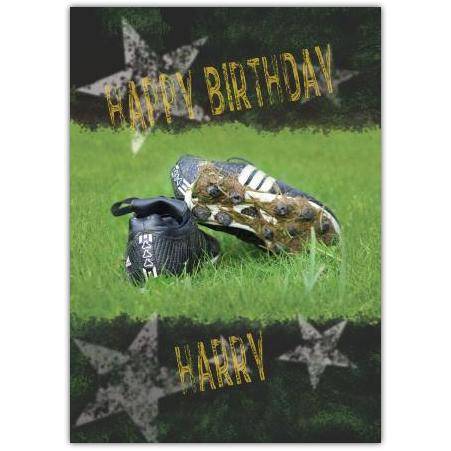 Happy Birthday Grass Stained Boots Greeting Card