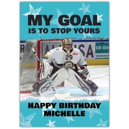 Happy Birthday Hockey Goal Greeting Card