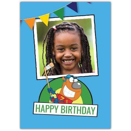 Happy Birthday Hockey Stick Photo Greeting Card