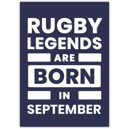 Happy Birthday Rugby Legend Blue Greeting Card