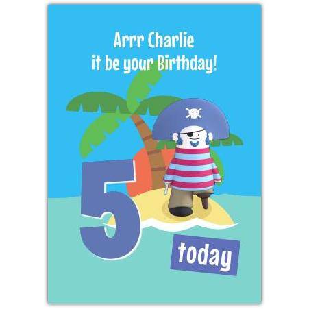 Pirate Island 5th Birthday Card