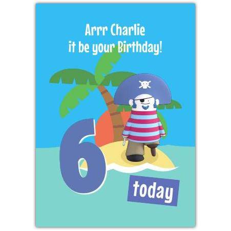 Pirate Island 6th Birthday Card
