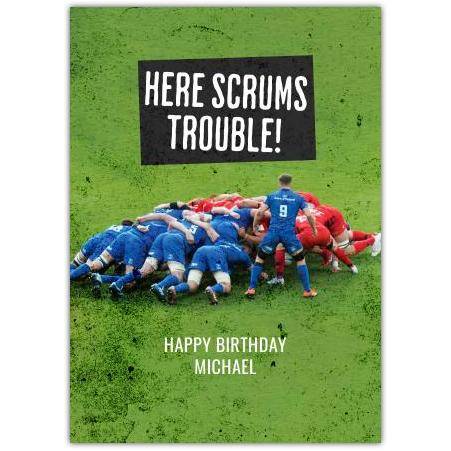 Happy Birthday Rugby Scrum Greeting Card