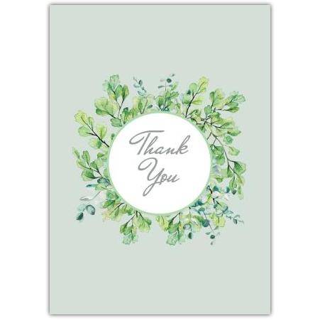 Thank You Green Wreath Greeting Card