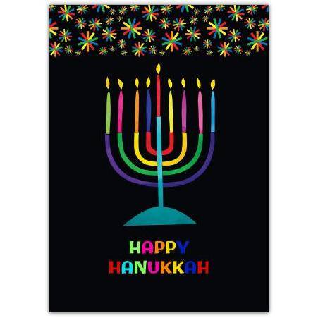 Happy Hanukkah Rainbow Menorah Greeting Card