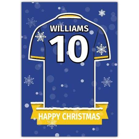 Soccer Jersey Christmas Greeting - Blue Card