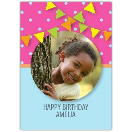 Happy Birthday Bunting With Flags Card