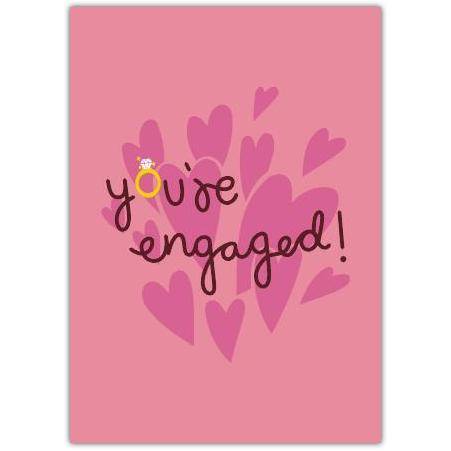 Engagement Ring And Hearts Greeting Card