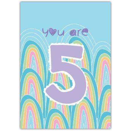 5th Birthday With Rainbows Card
