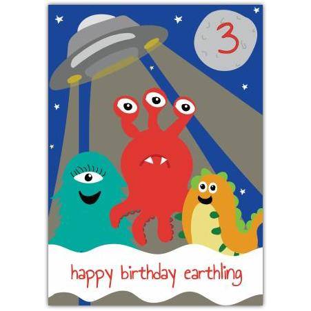 3th Earthling Birthday Card