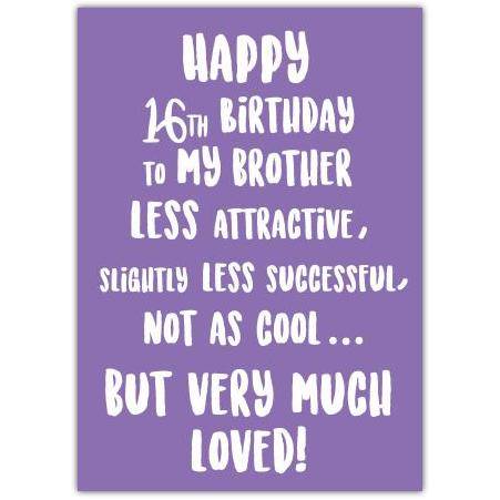 Much Loved 16th Brother Birthday Card