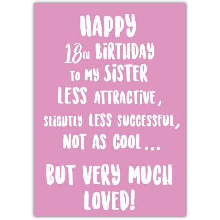 Much Loved Sister 18th Birthday Card