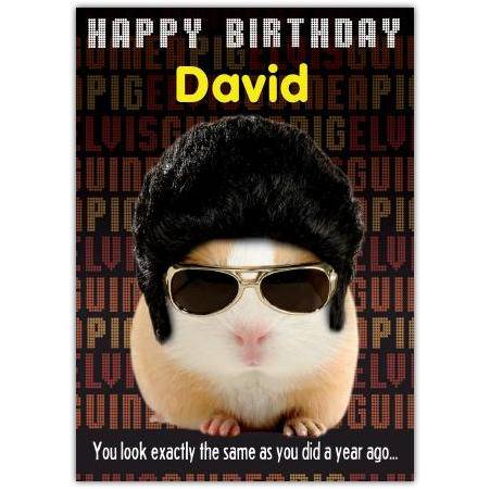 Guinea pig Elvis greeting card personalised a5blm2017003677