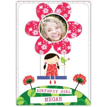 Flowers swing greeting card personalised a5blm2017003717