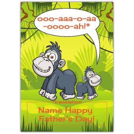 Fathers Day gorilla greeting card personalised a5pzw2016002702