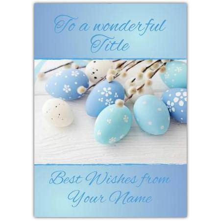 Easter blue greeting card personalised a5pzw2016002750