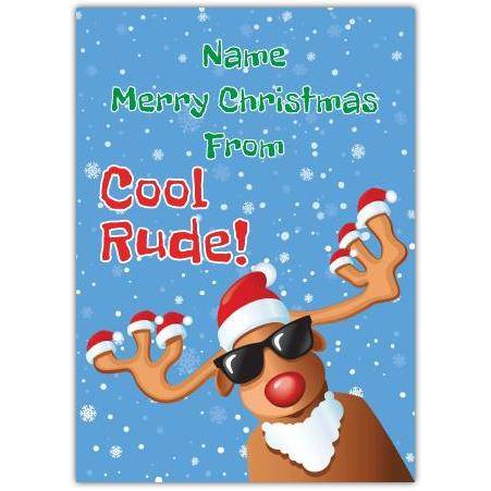 Rudolph Santa hat greeting card personalised a5pzw2016003035