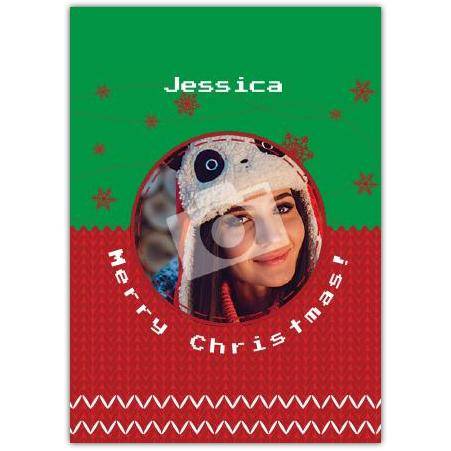 Christmas jumper red greeting card personalised a5pzw2016003042