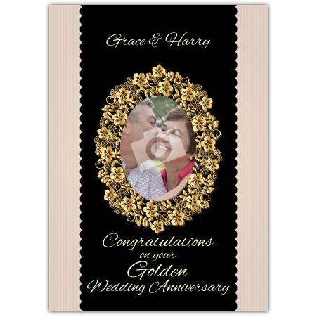 Golden 50th wedding anniversary greeting card personalised a5pzw2016003072