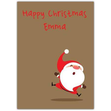 Cute Santa gold greeting card personalised a5pds2016003092