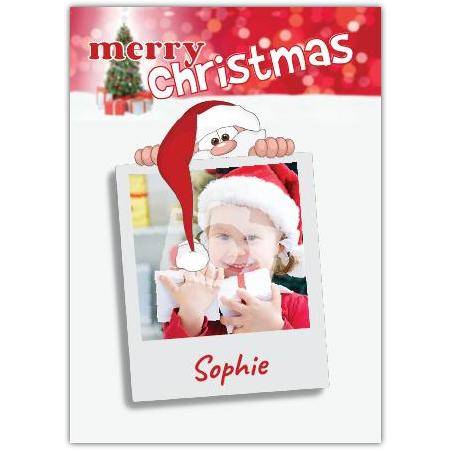Santa Christmas tree greeting card personalised a5pds2016003125