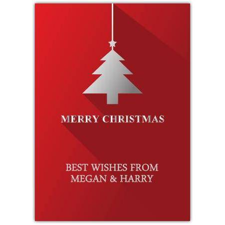 Christmas tree red greeting card personalised a5pzw2016003135