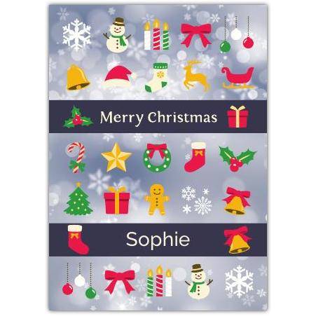 Snowman snowflake greeting card personalised a5pds2016003201