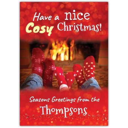 Cosy Christmas greeting card personalised a5pzw2016003271
